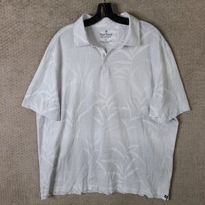Nat Nast Shirt Men XL Gray White Floral Polo Casual Beach Hawaii Vacation Travel